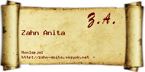Zahn Anita névjegykártya